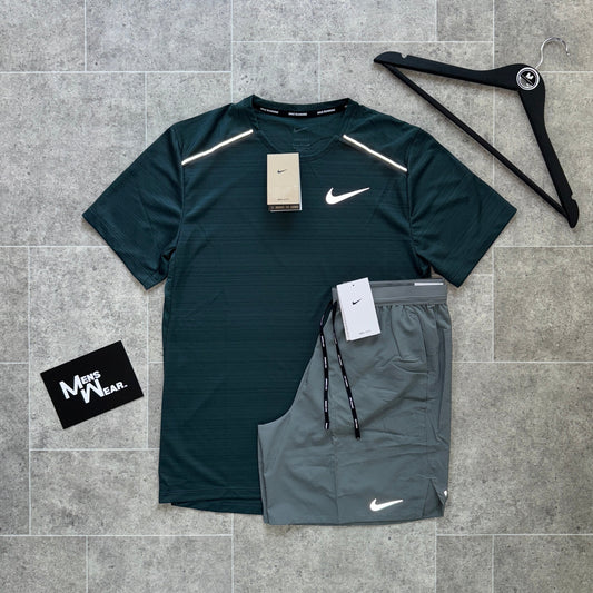 Nike miler 1.0 x flex set - deep jungle/grey